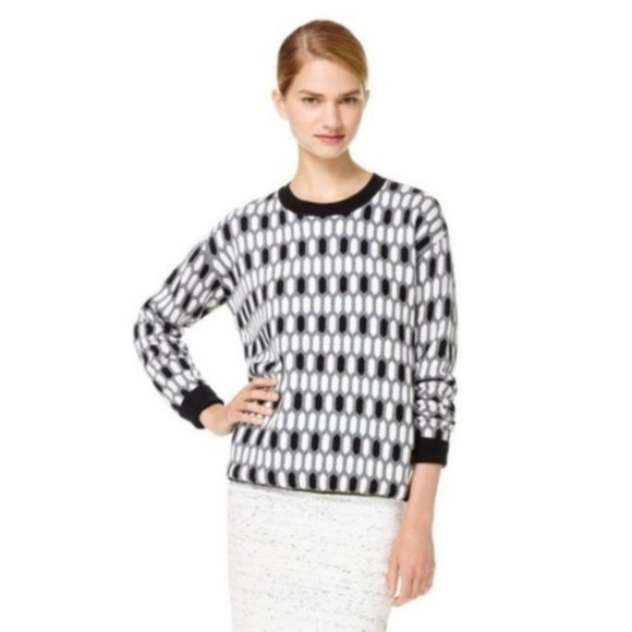 WILFRED / S / Women's Silk Cashmere Blend Anjou Geometric Crewneck Sweater - Picture 1 of 3